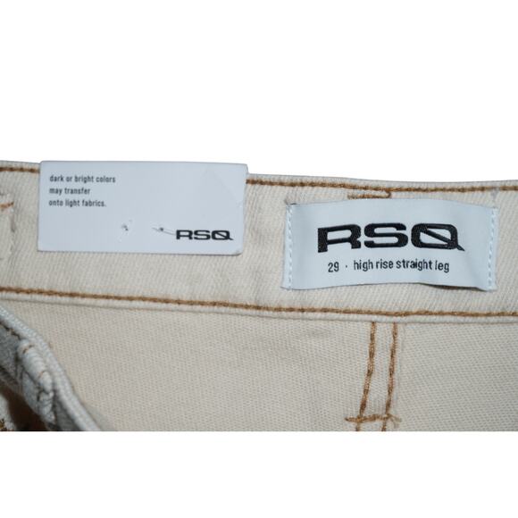 RSQ High Rise Straight Leg Jeans – Ecru – Size 29 - Picture 6 of 8